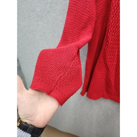 Coldwater Creek Red Cowl Neck Sweater PL Cotton & Rayon - Picture 3 of 6